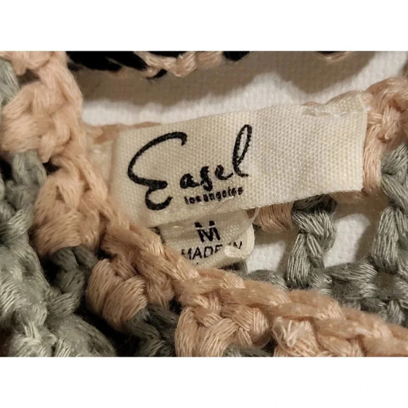 Easel Blue Crochet Peasant Top - Picture 5 of 5